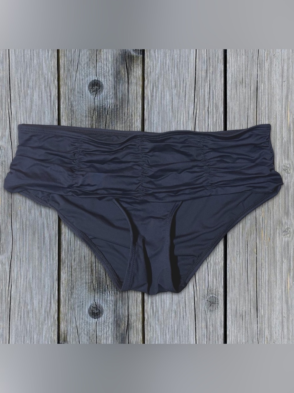 DKNY Ruched Black Bikini Bottom